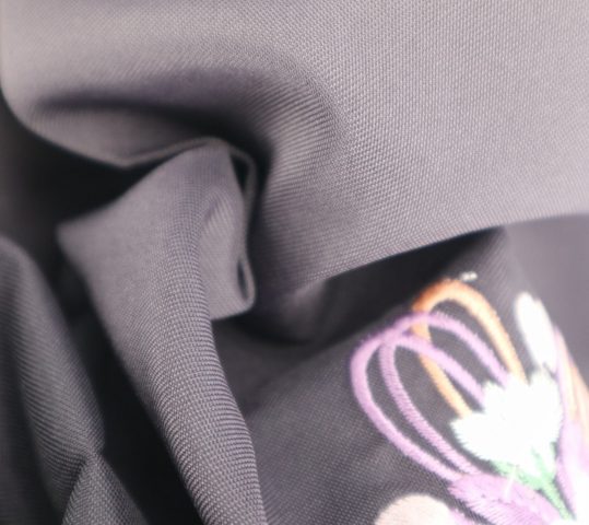 卒業式袴単品レンタル[刺繍]グレー×濃いグレーに花とリボン刺繍[身長148-152cm]No.764